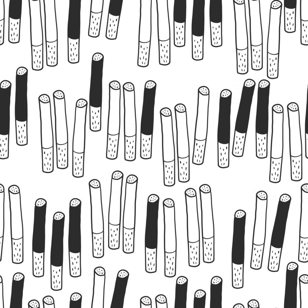 mão desenhar padrão de cigarros em fundo branco para o dia mundial sem tabaco vetor