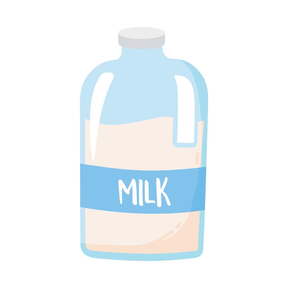 garrafa de leite de plástico, ícone de desenho animado de produtos lácteos vetor