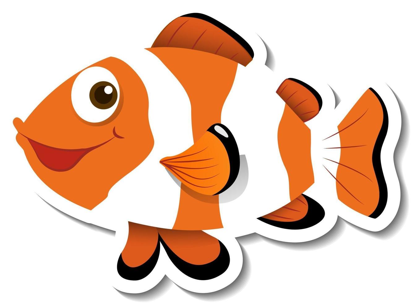 modelo de adesivo com personagem de desenho animado de peixe-palhaço ocellaris isolado vetor