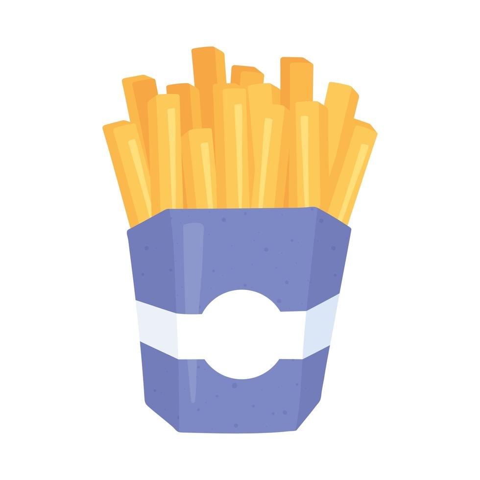 fast food, batatas fritas em caixa de design isolado de ícone vetor