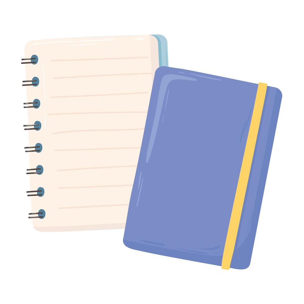 caderno com elemento em espiral para trabalho, material de escritório, vista superior vetor