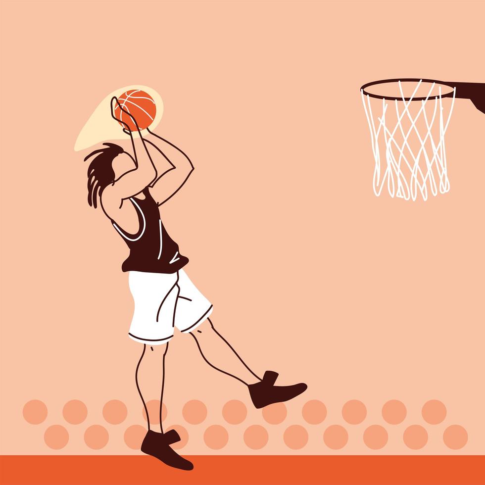 uma jogador do a basquetebol equipe drives acima para lançar a bola para  dentro a cesta. a natureza do a Esportes jogo. isolado em branco fundo.  vetor plano ilustração 28623143 Vetor no