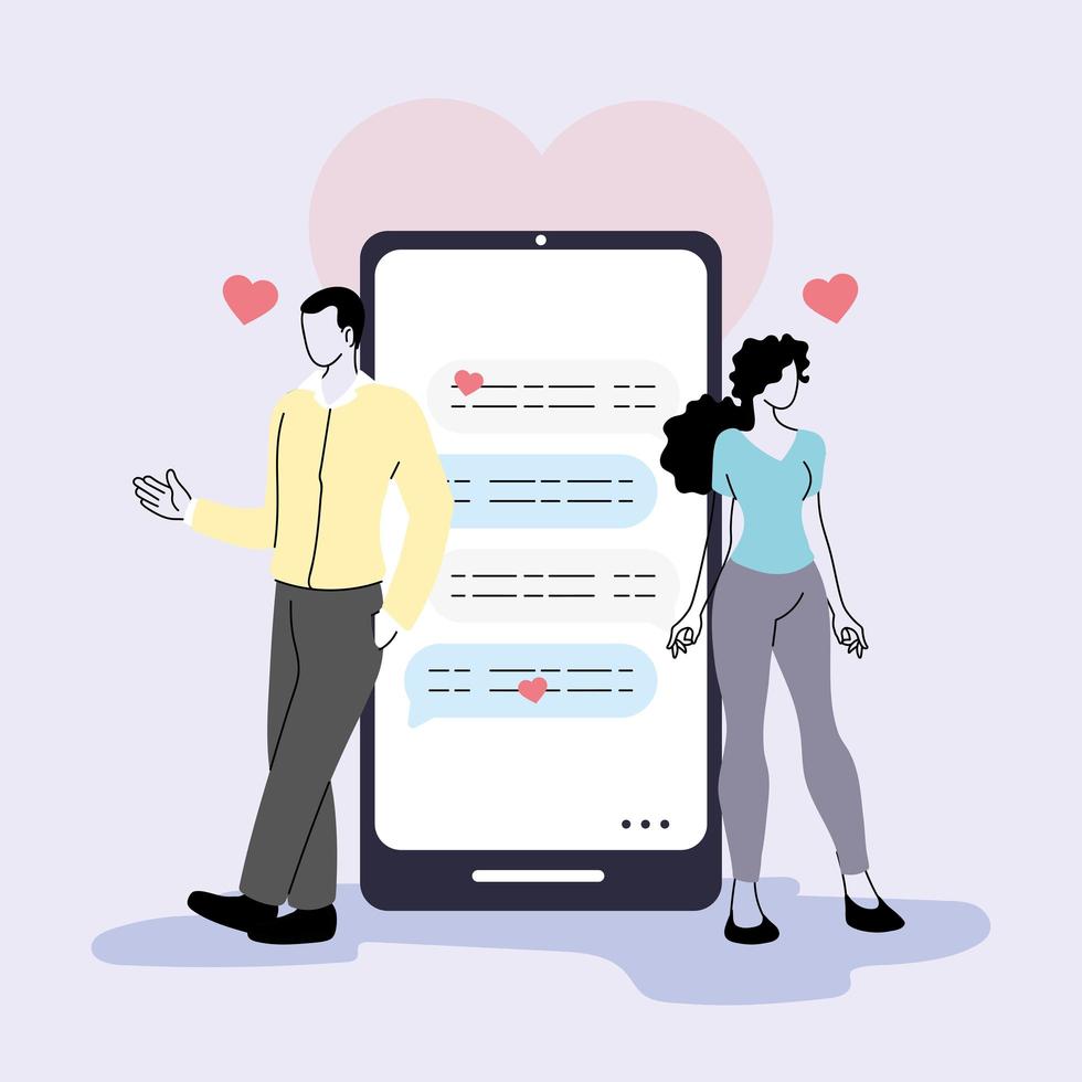 homem e mulher conversando na internet, namoro online, relacionamentos virtuais vetor