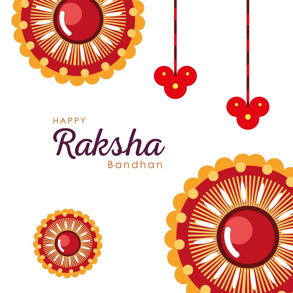 desenho vetorial de pulseiras de flores de mandala vermelha raksha bandhan vetor