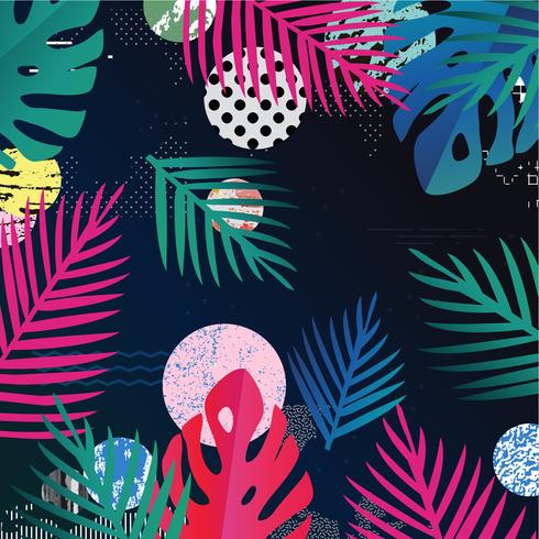 Selva tropical deixa o fundo. Design de cartaz tropical colorido vetor