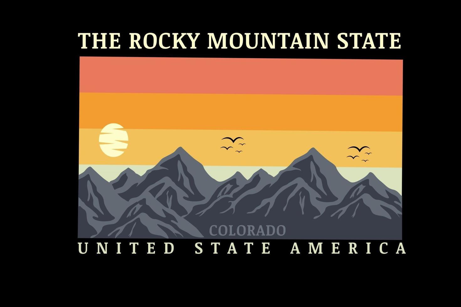 .the rocky mountain state estados unidos américa cor laranja amarelo e cinza vetor