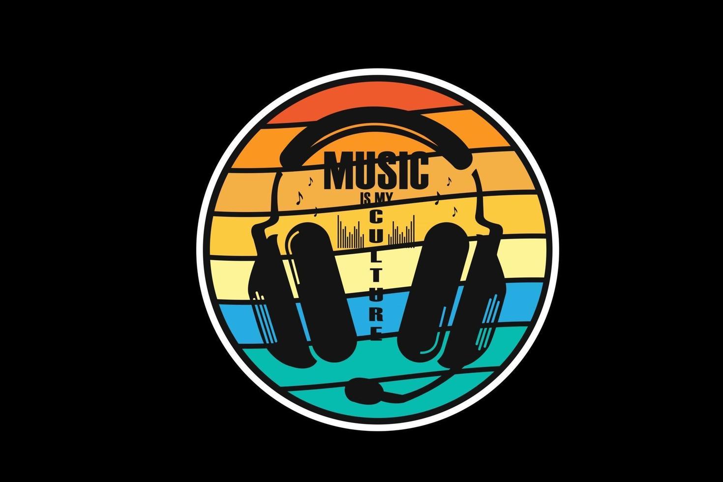 música é minha cultura, estilo retro vintage design vetor