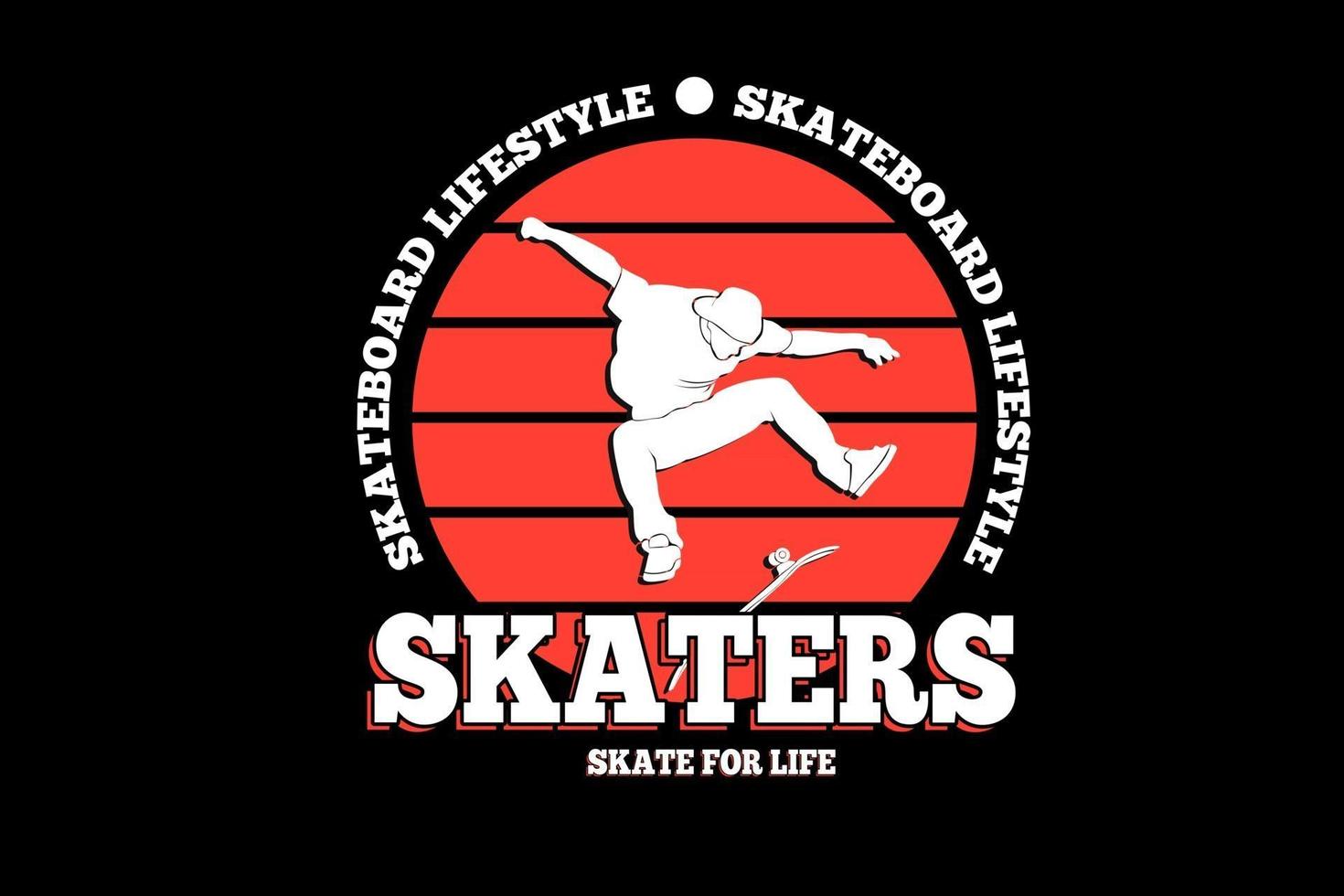 skate estilo de vida skatistas skate para a vida cor branco e vermelho vetor