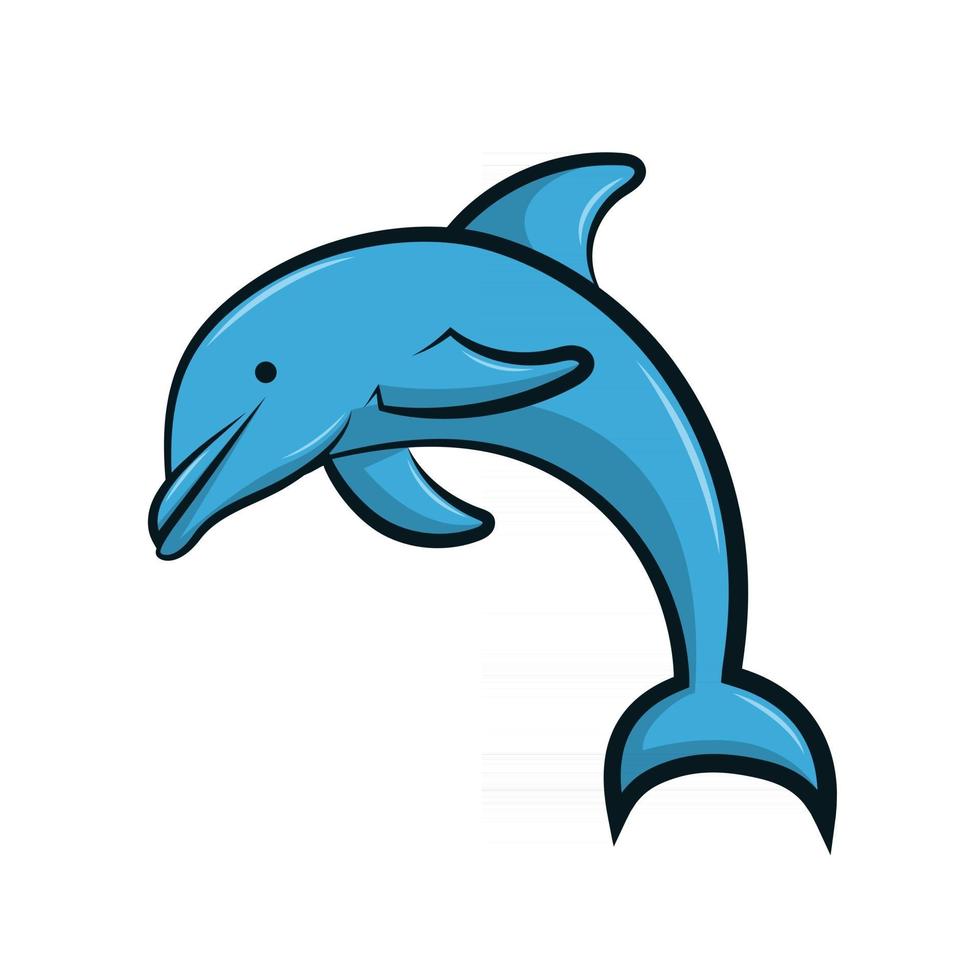 ilustração em vetor arte linha de um golfinho pulando do mar
