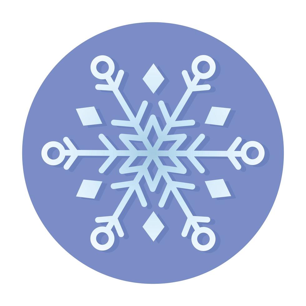 ícone de círculo de fundo azul frio de floco de neve de inverno vetor