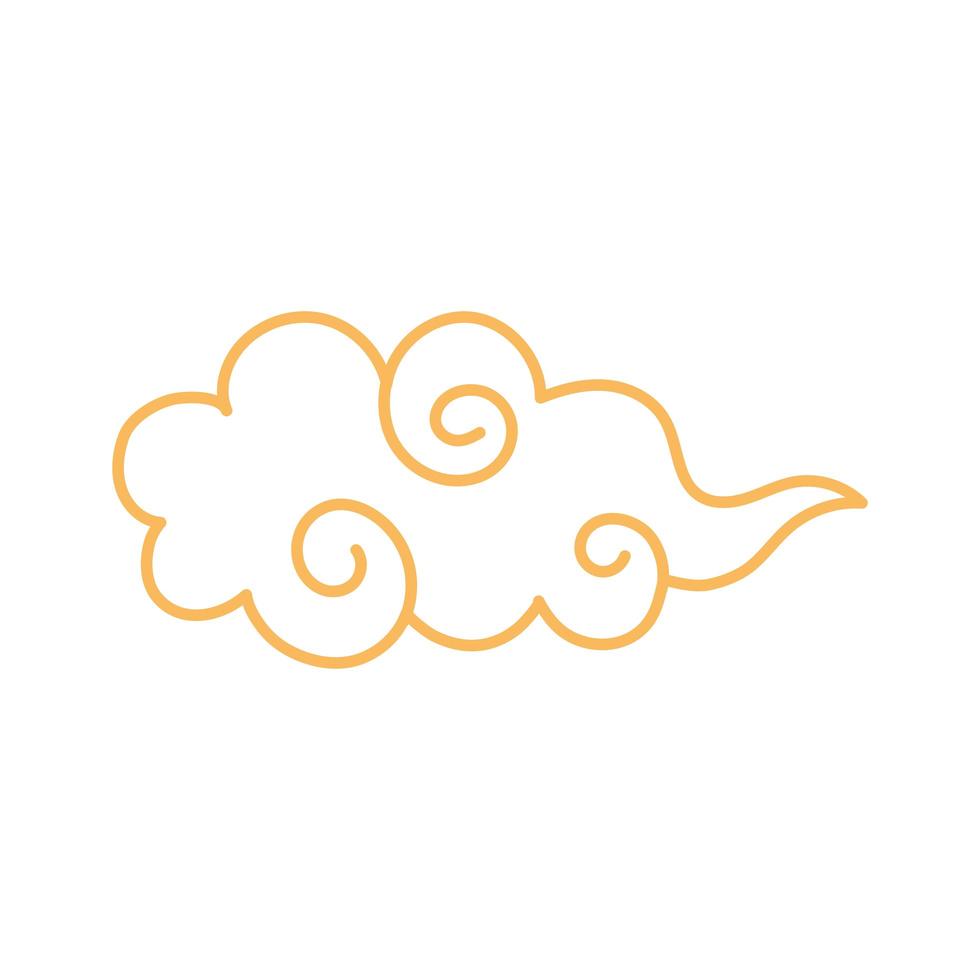 design de linha de decoração de elemento oriental de nuvem cacheada vetor
