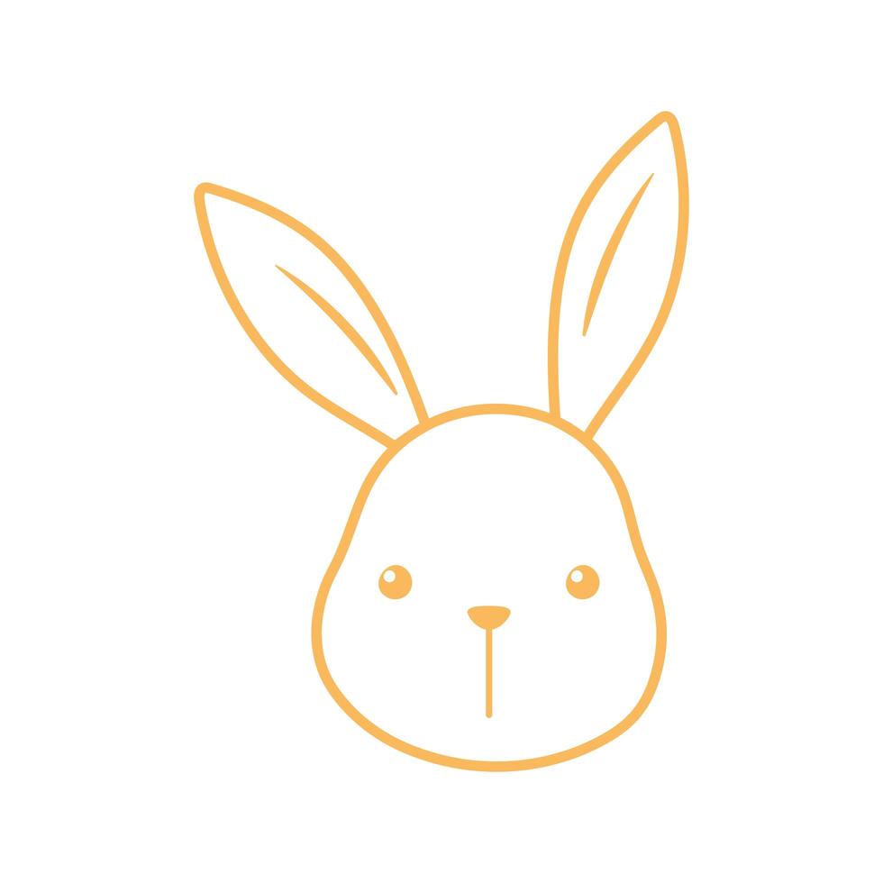desenho de linha animal de rosto de coelho fofo vetor
