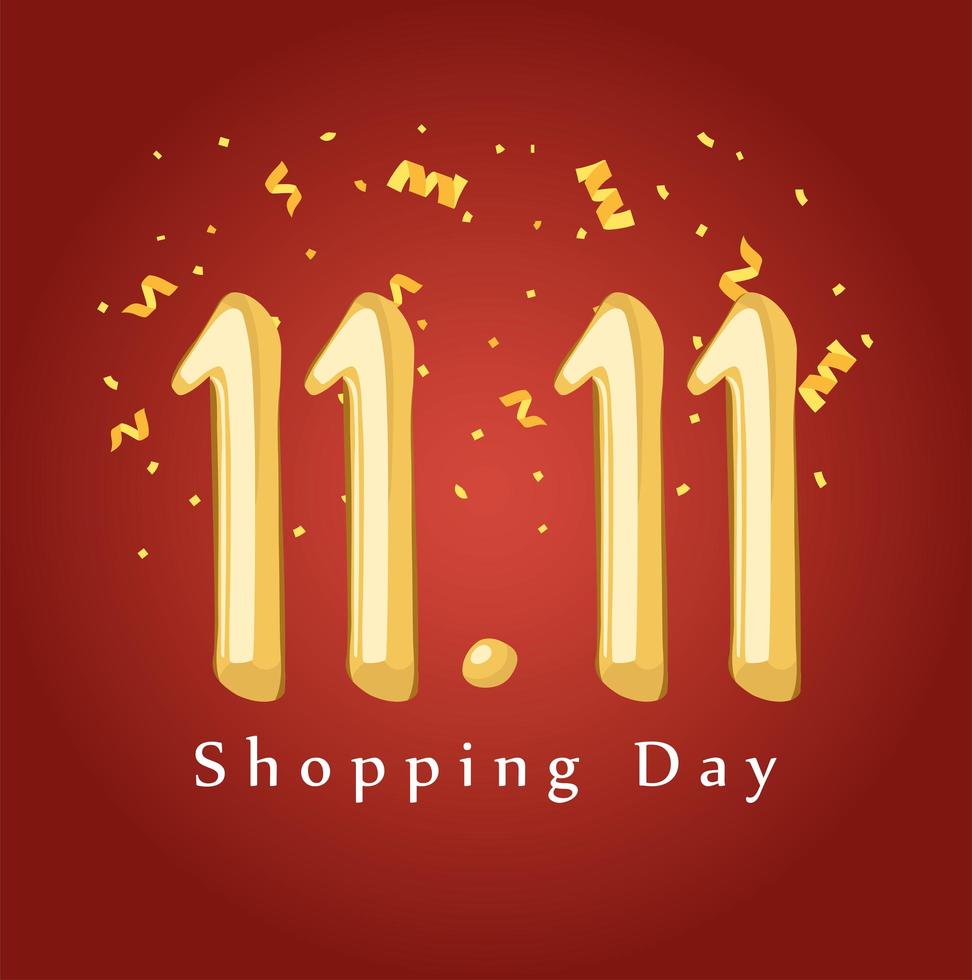 11 11 dias de compras, temporada de descontos, fundo vermelho vetor