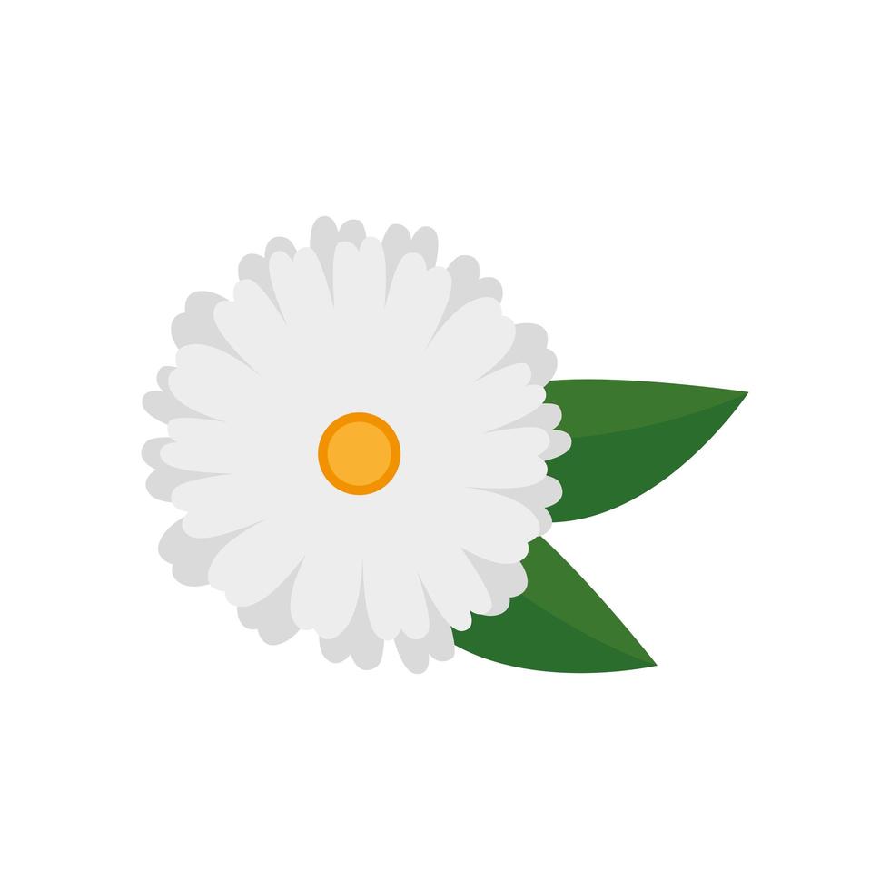 bela flor com ícone decorativo de jardim de folhas vetor