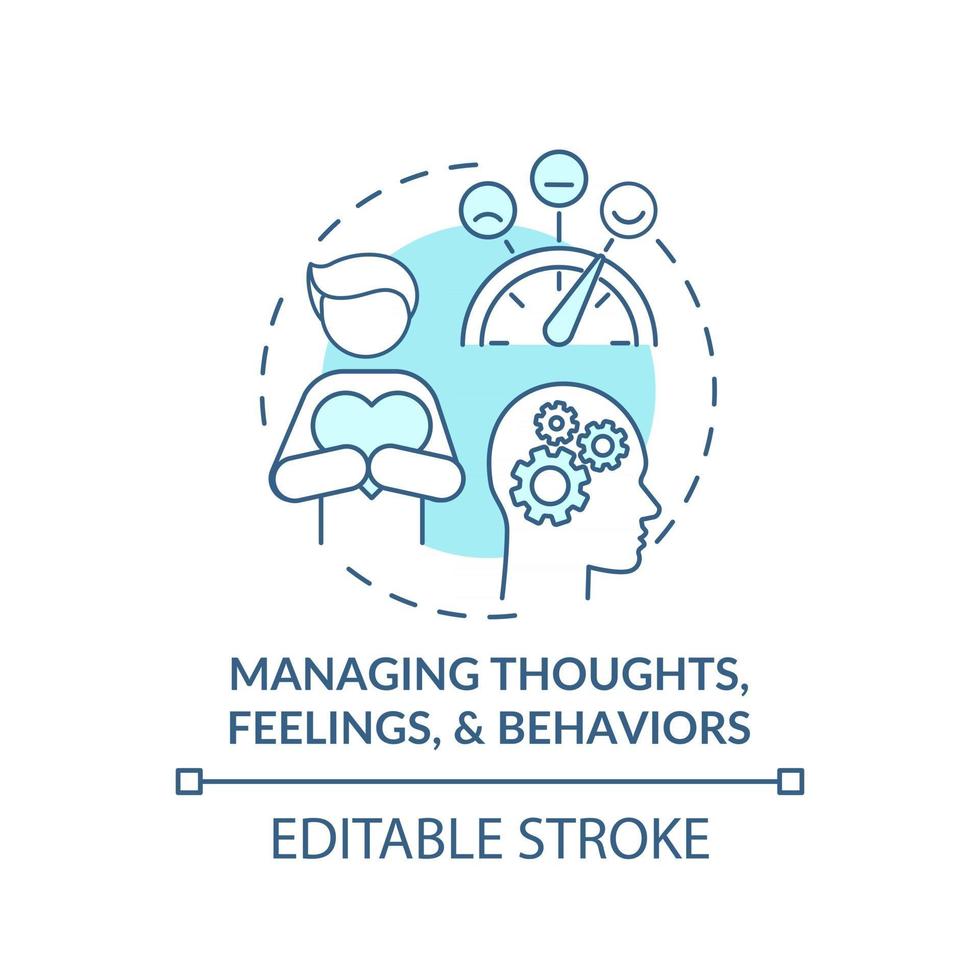 ícone do conceito de gerenciamento de pensamentos, sentimentos e comportamentos vetor