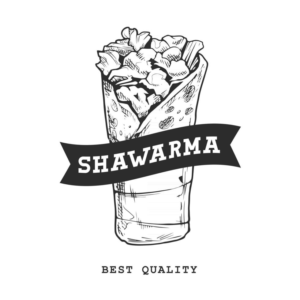 emblema retrô shawarma vetor