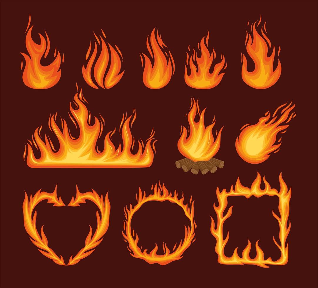 onze chamas de fogo vetor