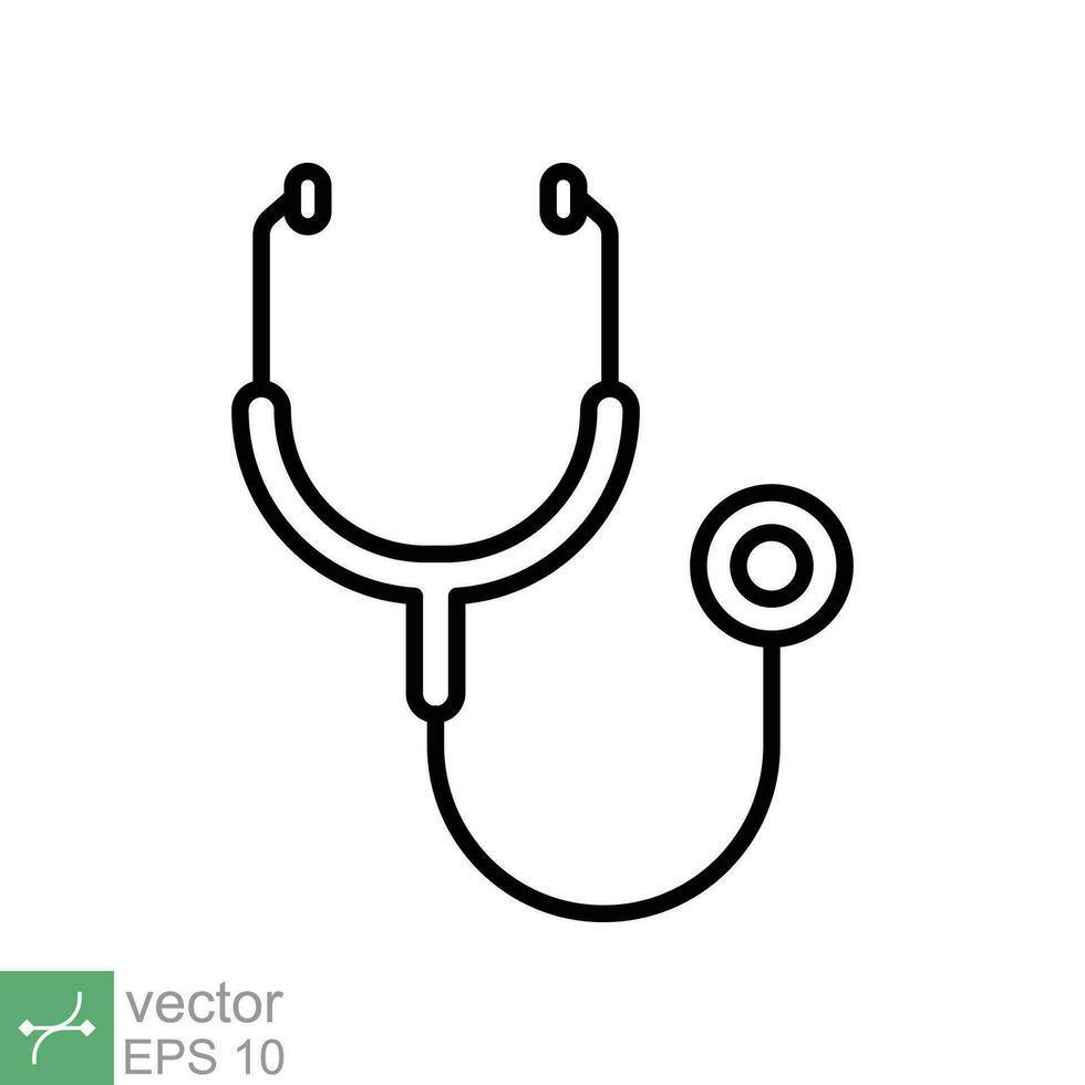 estetoscópio cardio dispositivo ícone. simples esboço estilo. médico, médico equipamento, saúde coração, hospital, cuidados de saúde conceito. fino linha vetor ilustração isolado em branco fundo. eps 10.