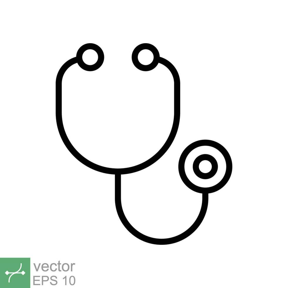 estetoscópio cardio dispositivo ícone. simples esboço estilo. médico, médico equipamento, saúde coração, hospital, cuidados de saúde conceito. fino linha vetor ilustração isolado em branco fundo. eps 10.