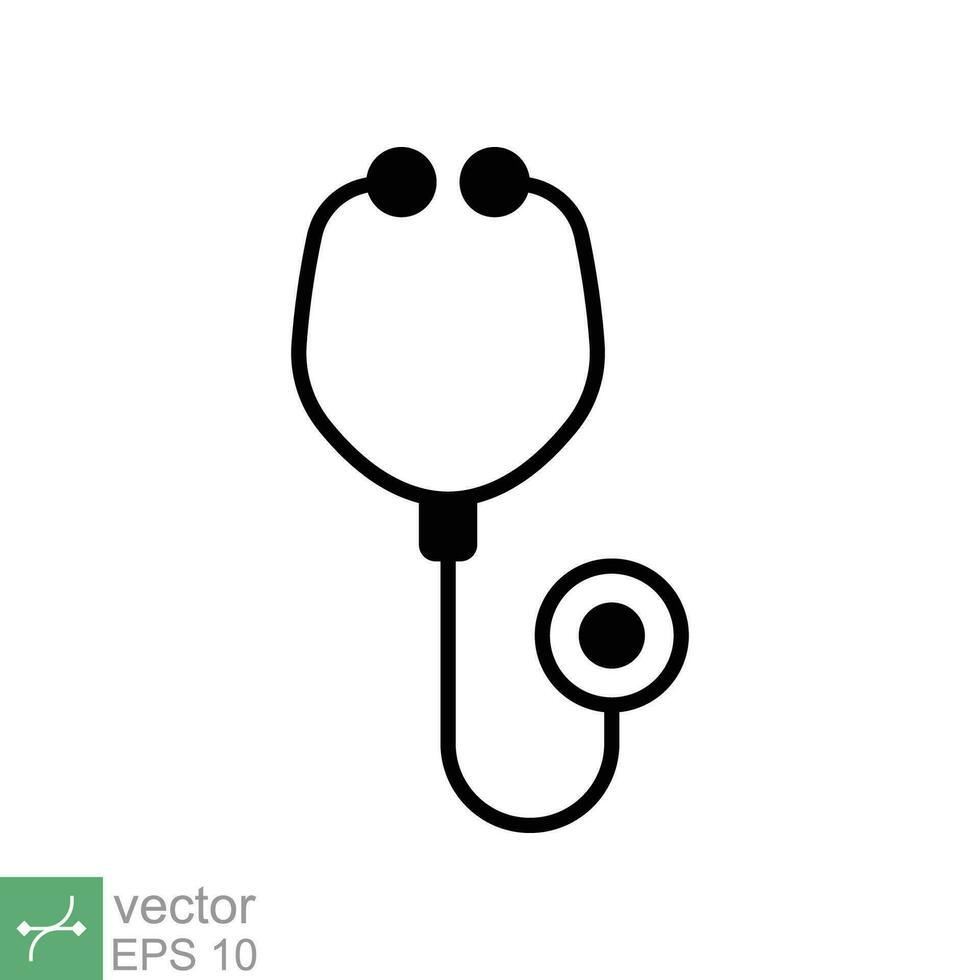 estetoscópio cardio dispositivo ícone. simples sólido estilo. médico, médico equipamento, saúde coração, hospital, cuidados de saúde conceito. glifo vetor ilustração isolado em branco fundo. eps 10.