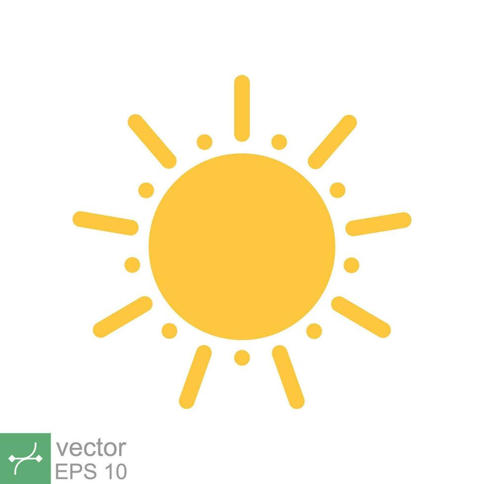 Sol ícone. simples plano estilo. natureza logotipo, contemporâneo, pôr do sol, verão conceito. vetor ilustração isolado em branco fundo. eps 10.