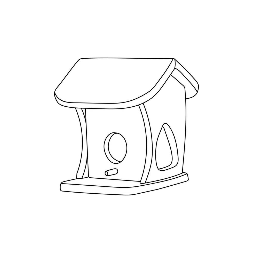 pássaro casa simples linha arte Projeto modelo, vetor símbolo, sinal, esboço ilustração.