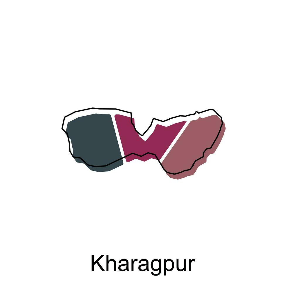 mapa do kharagpur cidade moderno simples geométrico, ilustração vetor Projeto modelo