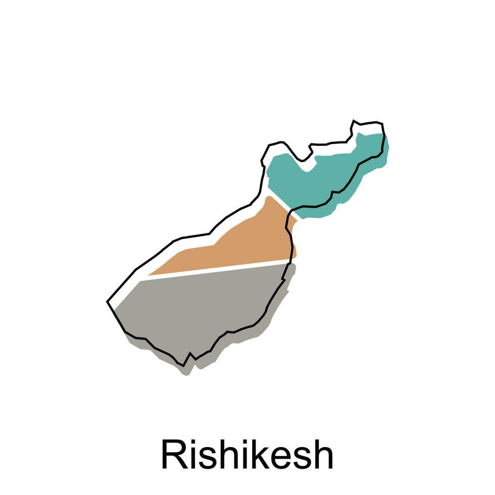 mapa do Rishikesh cidade moderno contorno, Alto detalhado ilustração vetor Projeto modelo