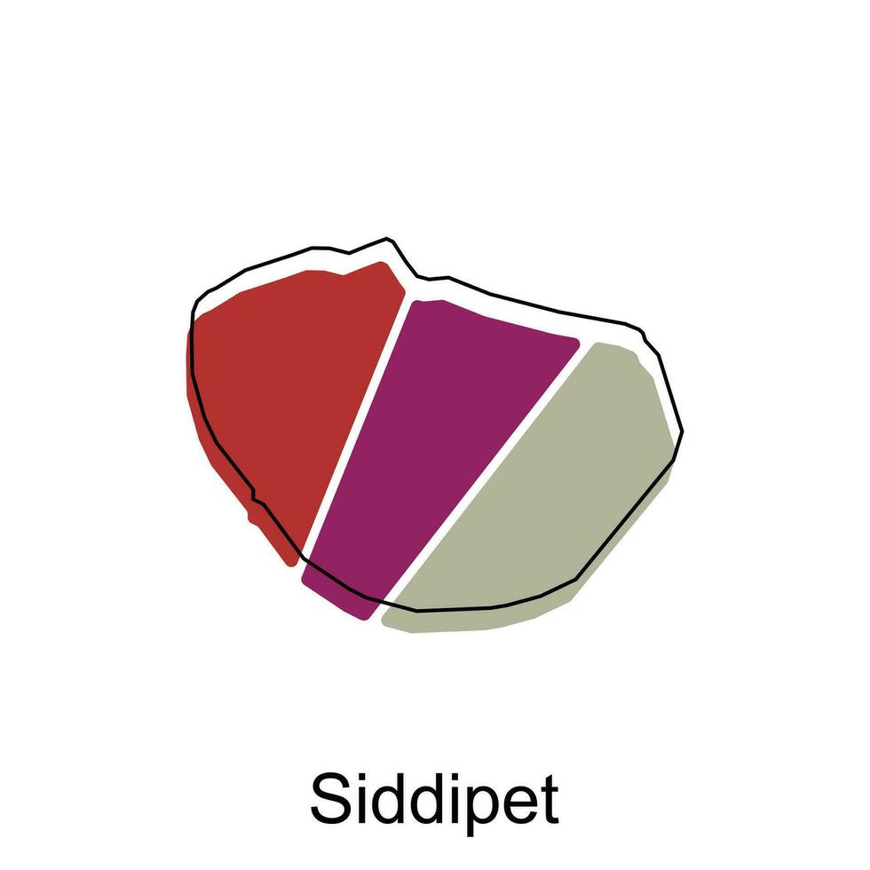 mapa do siddipet colorida geométrico moderno contorno, Alto detalhado vetor ilustração vetor Projeto modelo, adequado para seu companhia