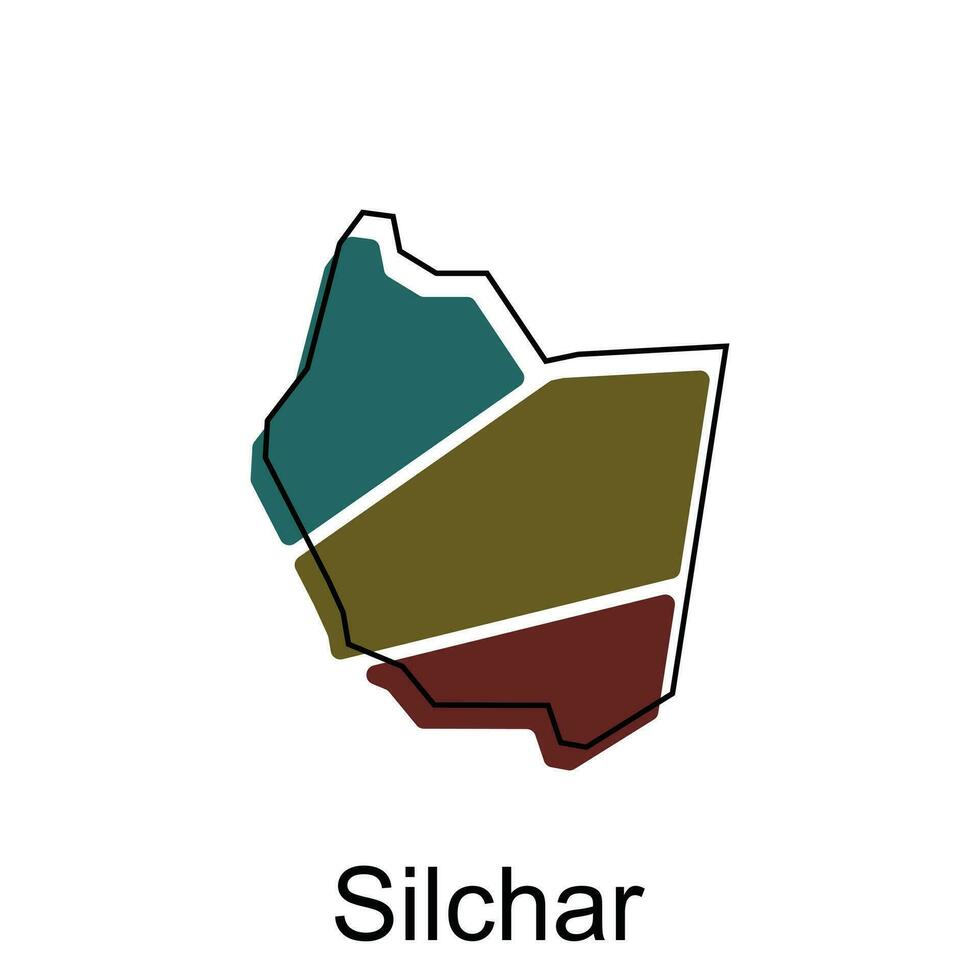 mapa do silchar colorida geométrico moderno contorno, Alto detalhado vetor ilustração vetor Projeto modelo, adequado para seu companhia