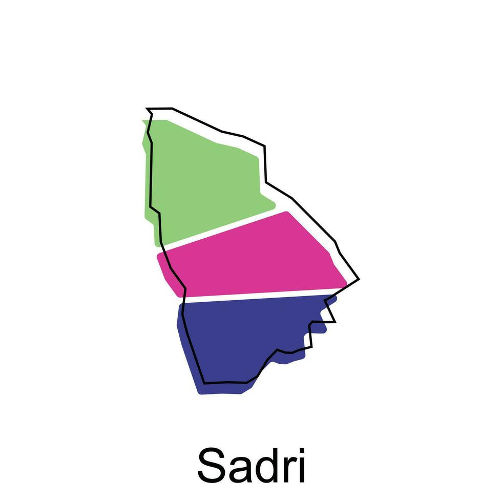 mapa do sadri cidade moderno contorno, Alto detalhado ilustração vetor Projeto modelo