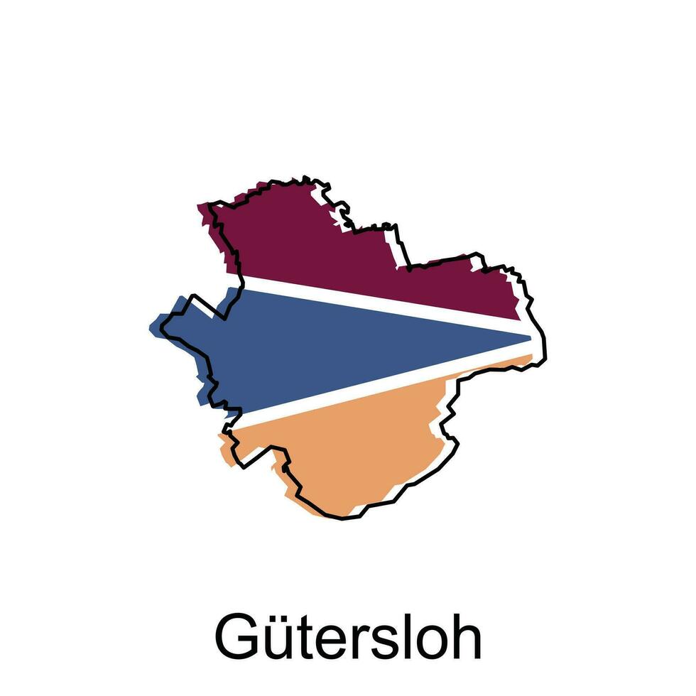 mapa do gutersloh geométrico vetor Projeto modelo, nacional fronteiras e importante cidades ilustração