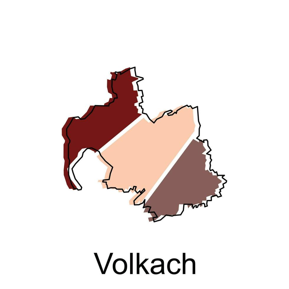 mapa do volkach geométrico vetor Projeto modelo, nacional fronteiras e importante cidades ilustração