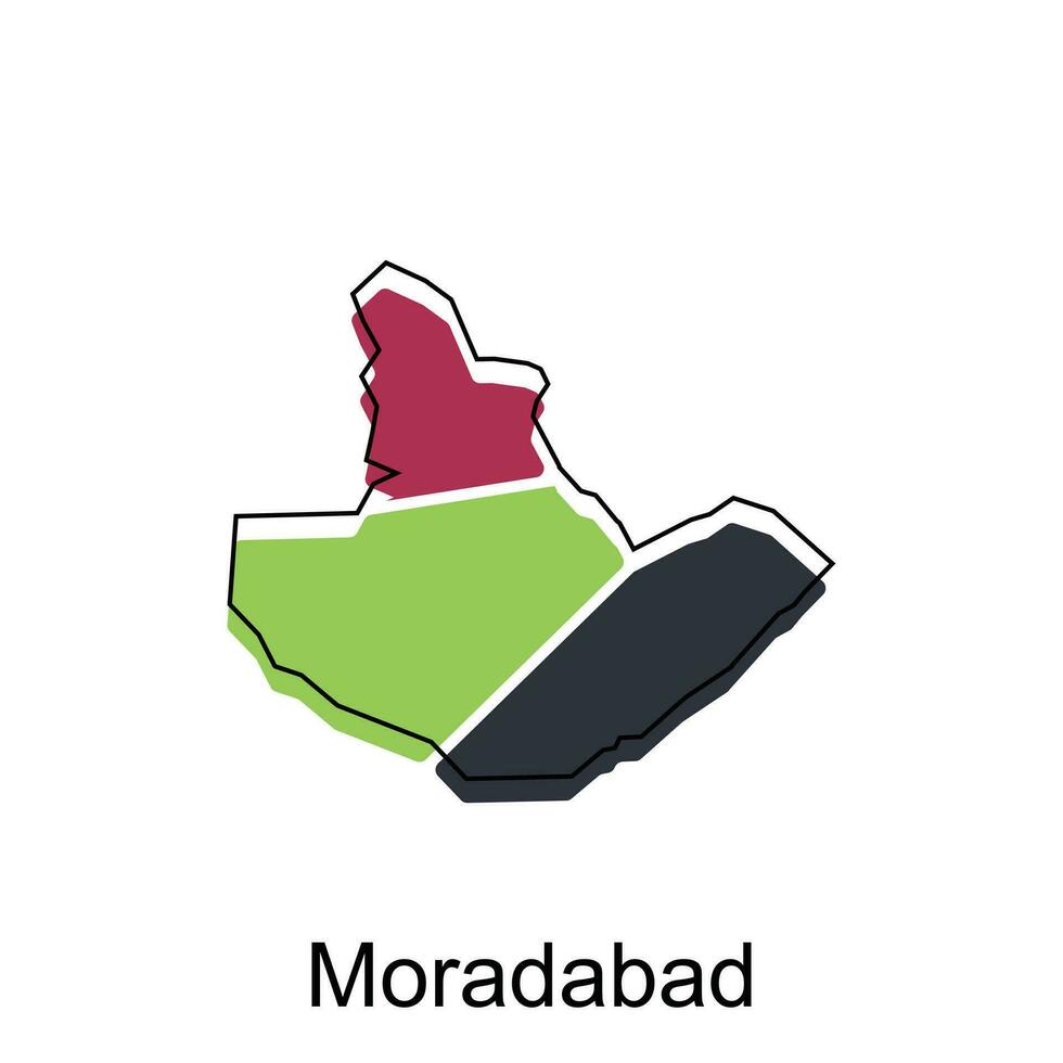 mapa do moradabad cidade moderno contorno, Alto detalhado ilustração vetor Projeto modelo