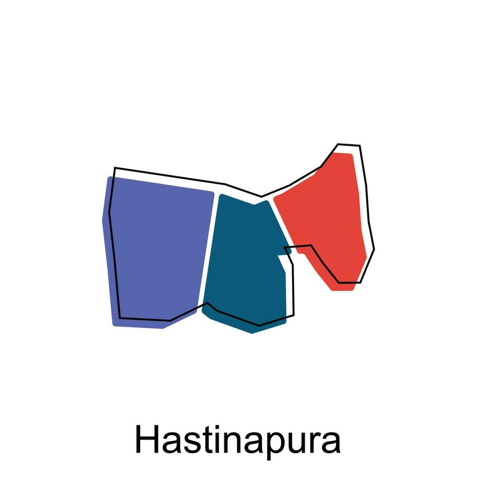 mapa do hastinapura vetor Projeto modelo, nacional fronteiras e importante cidades ilustração