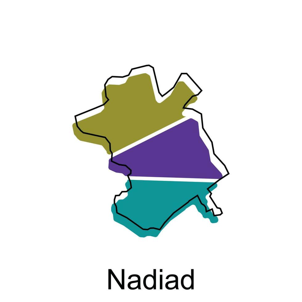 mapa do nadiad cidade moderno contorno, Alto detalhado ilustração vetor Projeto modelo