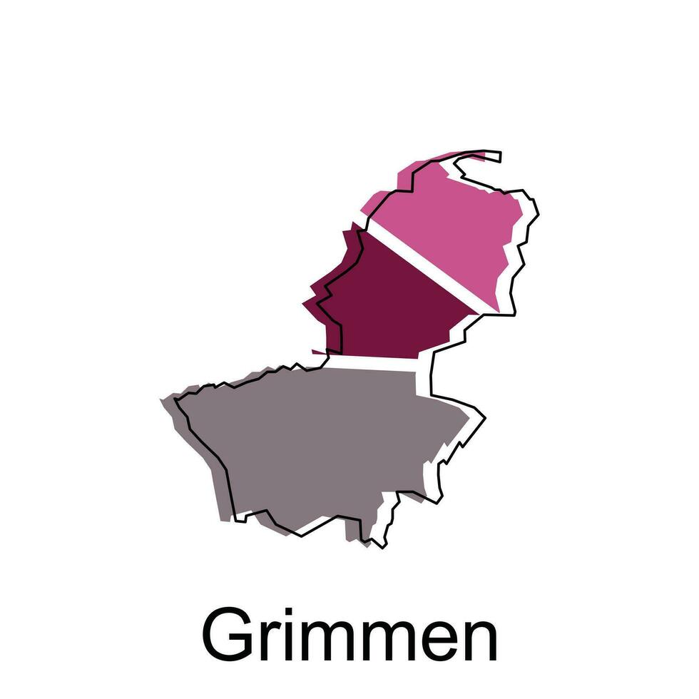 mapa do grimmen geométrico vetor Projeto modelo, nacional fronteiras e importante cidades ilustração