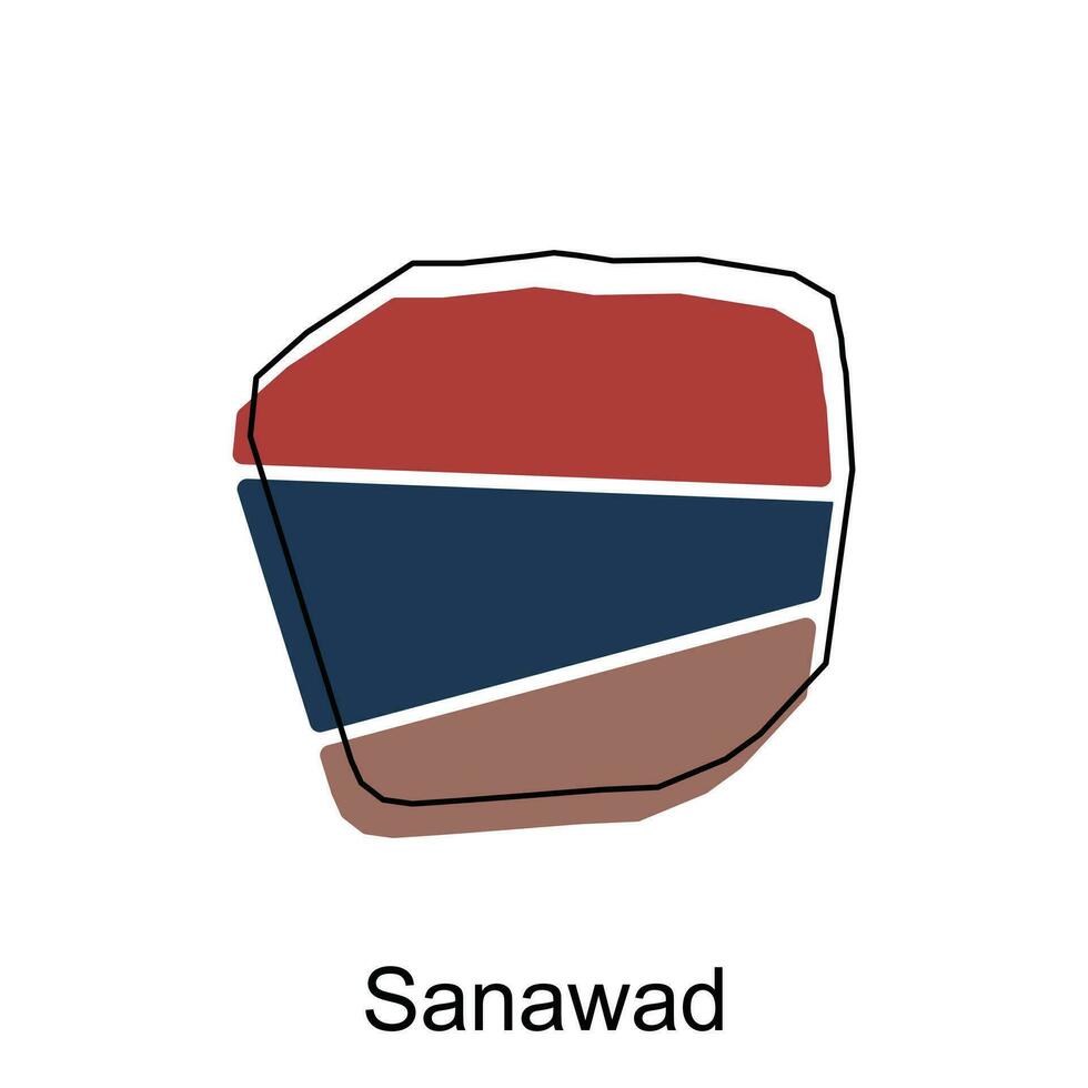 sanawad cidade do Índia país mapa vetor ilustração Projeto modelo, vetor com esboço gráfico esboço estilo em branco fundo