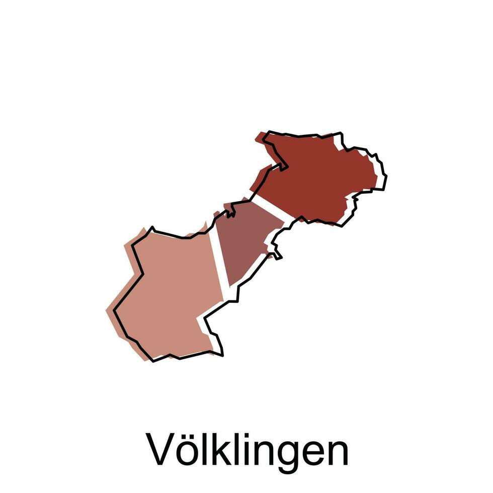 mapa do Volklingen geométrico vetor Projeto modelo, nacional fronteiras e importante cidades ilustração