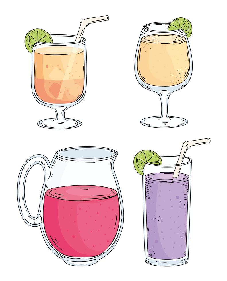 quatro ícones de bebidas vetor