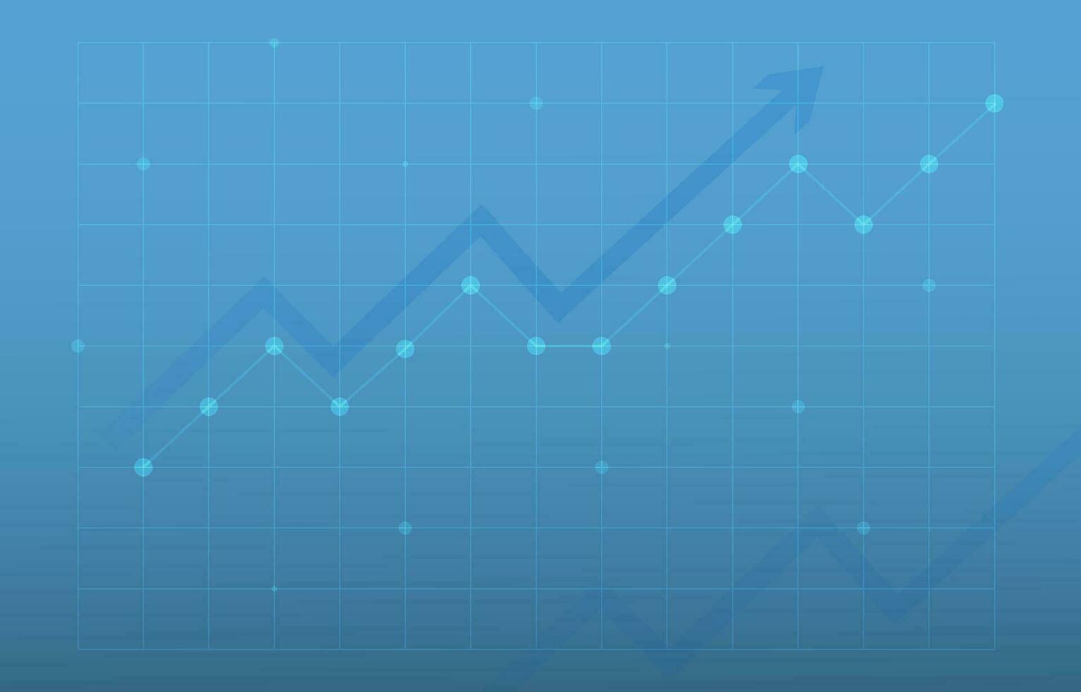 financeiro gráfico com tendência de alta linha gráfico em azul gradiente fundo vetor