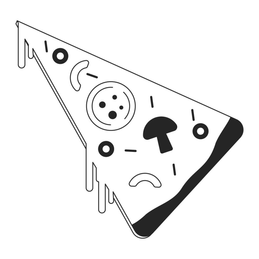 italiano pizza fatia plano monocromático isolado vetor objeto. saboroso insalubre Comida. editável Preto e branco linha arte desenho. simples esboço local ilustração para rede gráfico Projeto