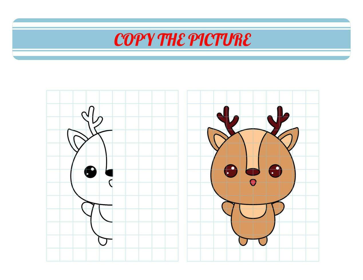 repetir a cenário. coloração livro para crianças. crianças Educação. desenho animado animal cervo. vetor