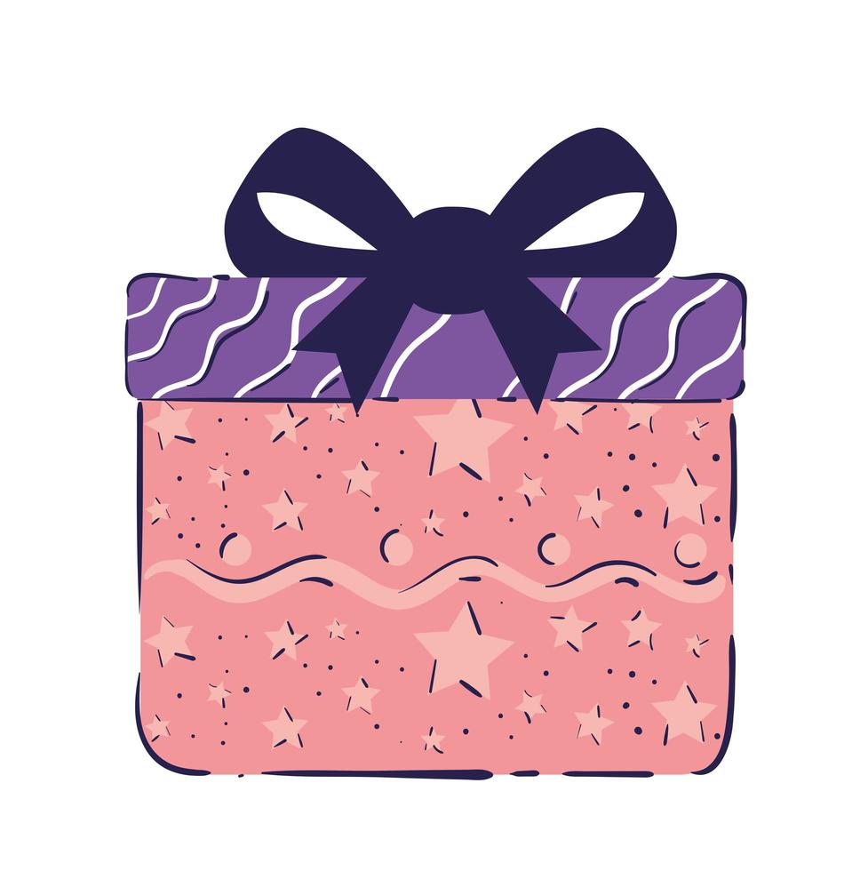 caixa de presente rosa e roxa com ícone de aniversário vetor
