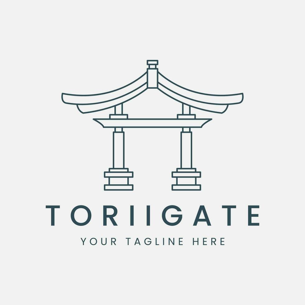 logotipo torii portão linha arte vetor ilustração modelo Projeto