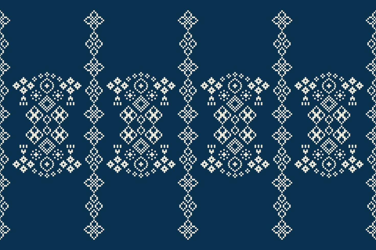 étnico geométrico tecido padronizar Cruz ponto.ikat bordado étnico oriental pixel padronizar azul fundo. resumo,vetor,ilustração. textura,vestuário,quadro,decoração,motivos,seda papel de parede. vetor