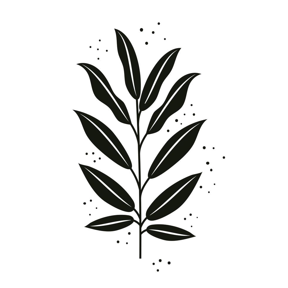ramo tropical com ícone de folhas pretas vetor