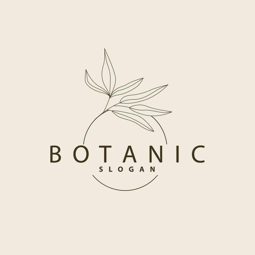 folha linha logotipo, lindo mão desenhado projeto, botânico minimalista vetor, simples orgânico plantar feminino logotipo vetor