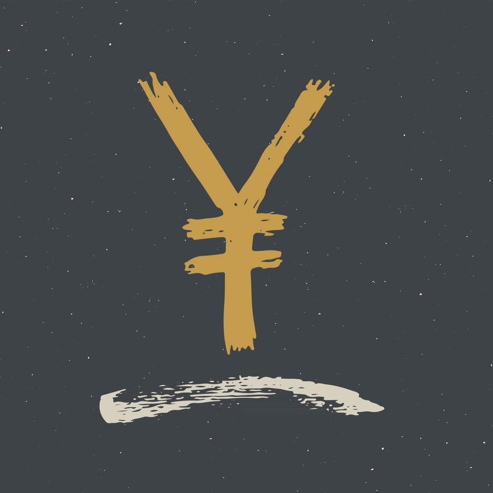 letras de escova de ícone de sinal de iene, símbolos caligráficos de grunge, ilustração vetorial vetor