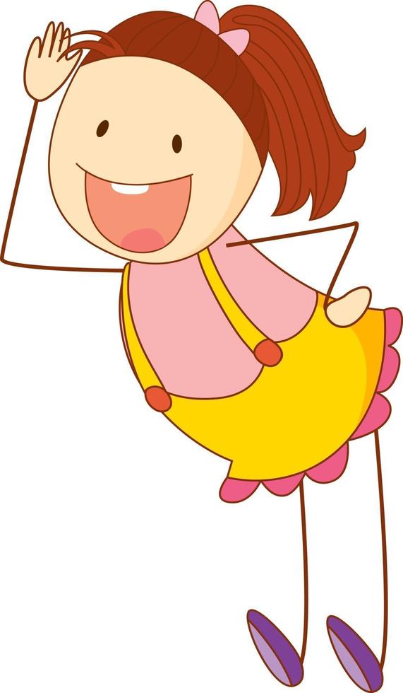 personagem de desenho animado de linda garota em estilo doodle isolado vetor
